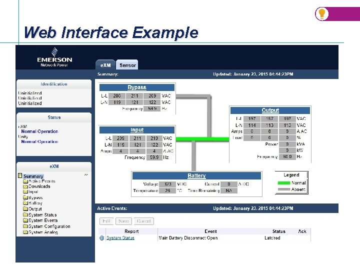Web Interface Example --- Company Confidential --- Web Interface Example --- Company Confidential ---