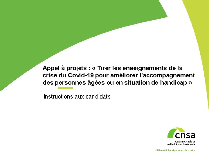 Appel à projets : « Tirer les enseignements de la crise du Covid-19 pour