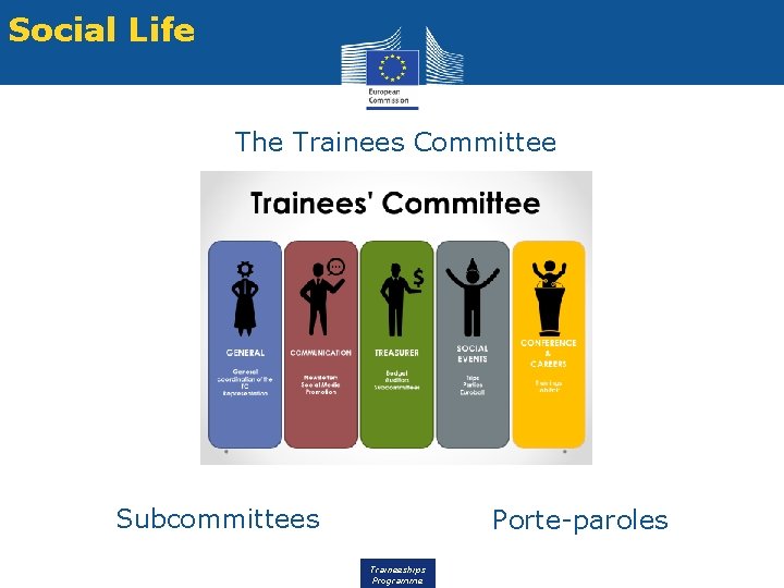 Social Life The Trainees Committee Subcommittees Porte-paroles Traineeships Programme 