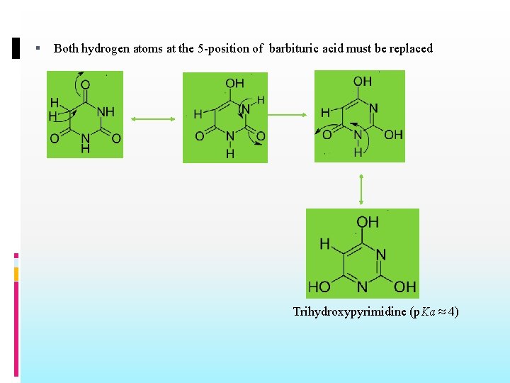  Both hydrogen atoms at the 5 -position of barbituric acid must be replaced