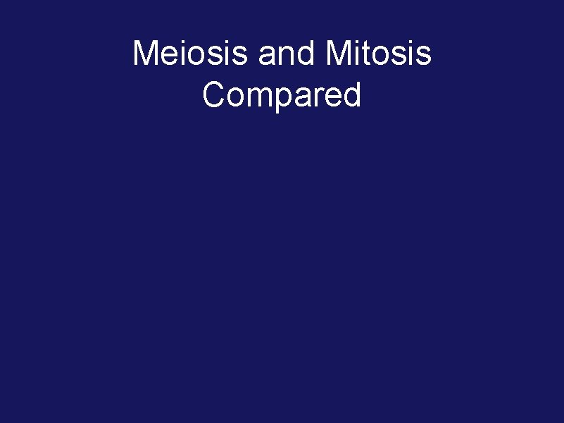 Meiosis and Mitosis Compared 