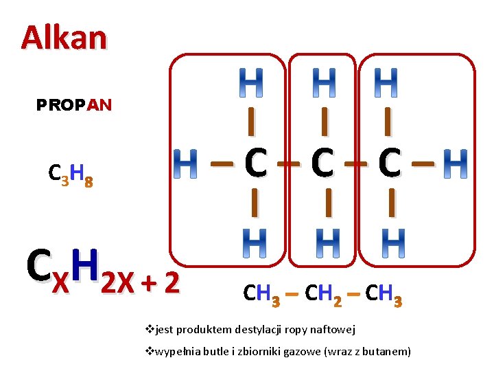 Alkan I I I –C–C–C– I I I PROPAN C 3 H CXH 2 Alkan I I I –C–C–C– I I I PROPAN C 3 H CXH 2