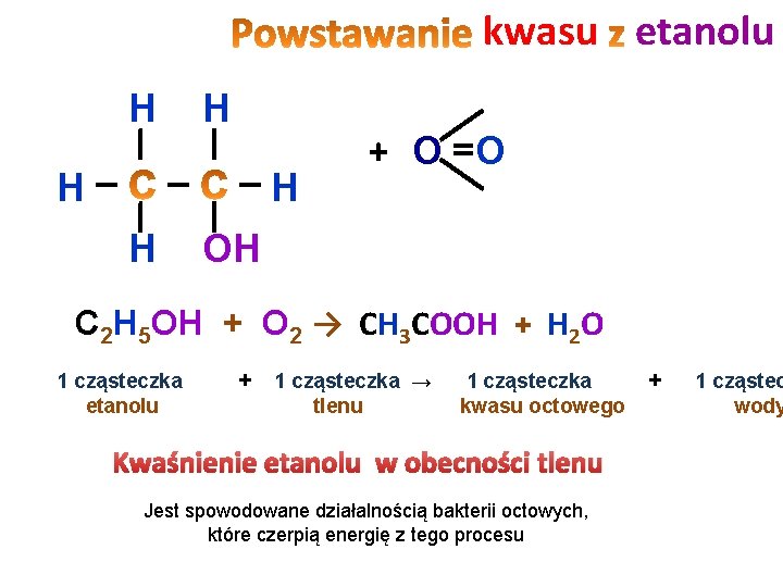 kwasu etanolu H – H H –H + O =O OH C 2 H kwasu etanolu H – H H –H + O =O OH C 2 H