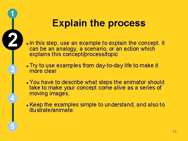 1 2 3 Explain the process 4 5 In this step, use an example