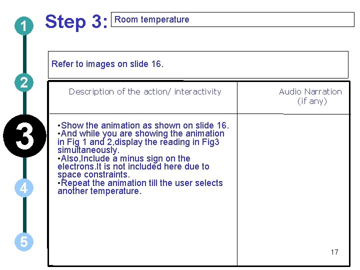 1 Step 3: Room temperature Refer to images on slide 16. 2 3 4