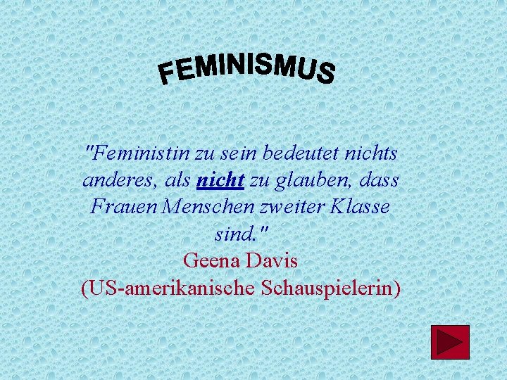 "Feministin zu sein bedeutet nichts anderes, als nicht zu glauben, dass Frauen Menschen zweiter