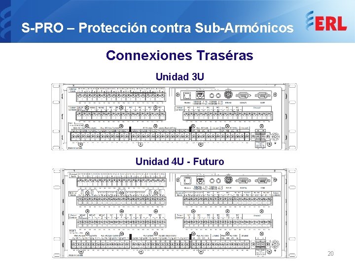 S-PRO – Protección contra Sub-Armónicos Connexiones Traséras Unidad 3 U Unidad 4 U -