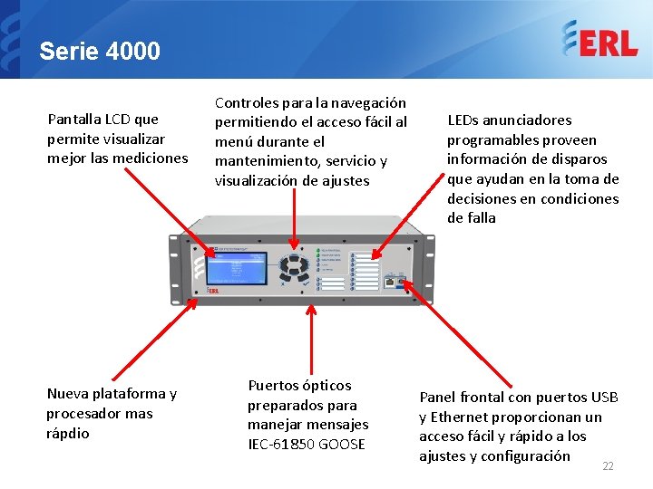 Serie 4000 Pantalla LCD que permite visualizar mejor las mediciones Nueva plataforma y procesador