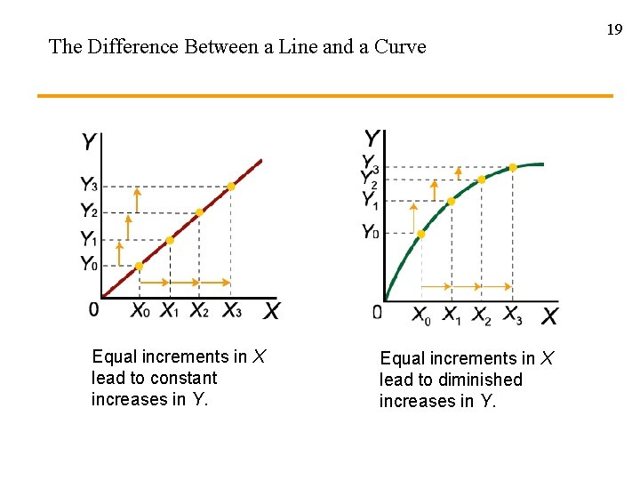 The Difference Between a Line and a Curve Equal increments in X lead to The Difference Between a Line and a Curve Equal increments in X lead to