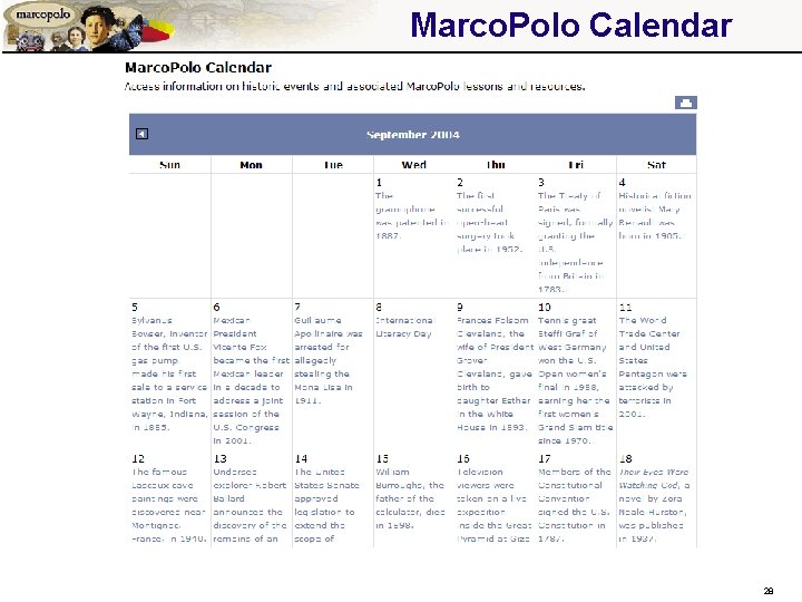 Marco. Polo Calendar 28 