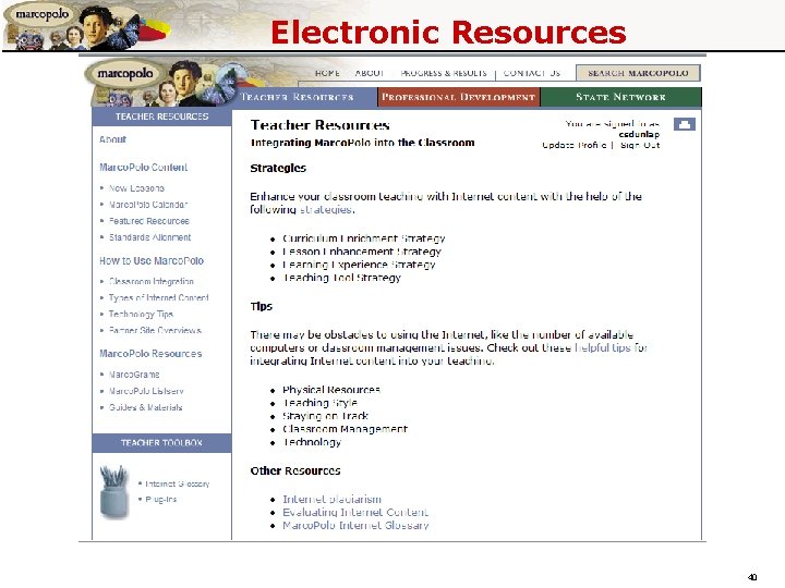 Electronic Resources 40 