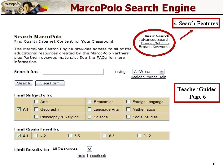Marco. Polo Search Engine 4 Search Features Teacher Guides Page 6 47 Marco. Polo Search Engine 4 Search Features Teacher Guides Page 6 47