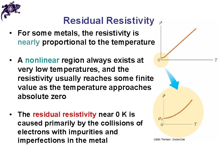 Residual Resistivity • For some metals, the resistivity is nearly proportional to the temperature