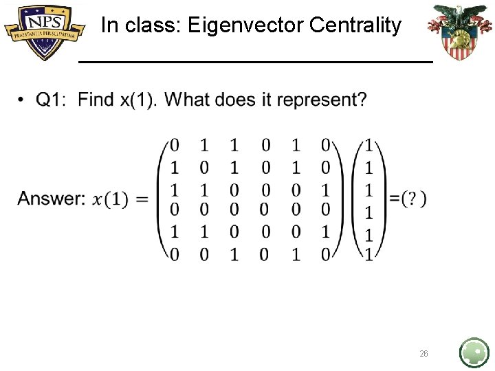 In class: Eigenvector Centrality • 26 