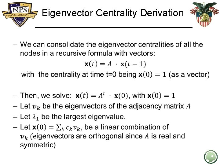 Eigenvector Centrality Derivation • 