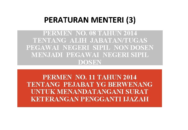 PERATURAN MENTERI (3) PERMEN NO. 08 TAHUN 2014 TENTANG ALIH JABATAN/TUGAS PEGAWAI NEGERI SIPIL