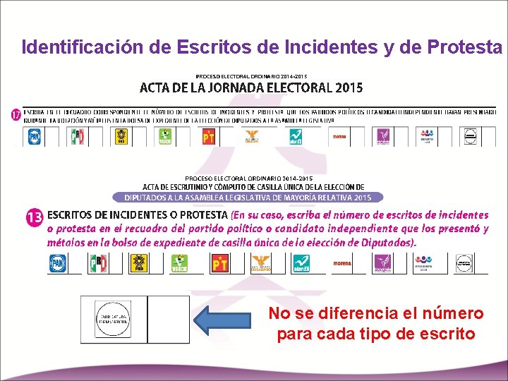 Identificación de Escritos de Incidentes y de Protesta No se diferencia el número para