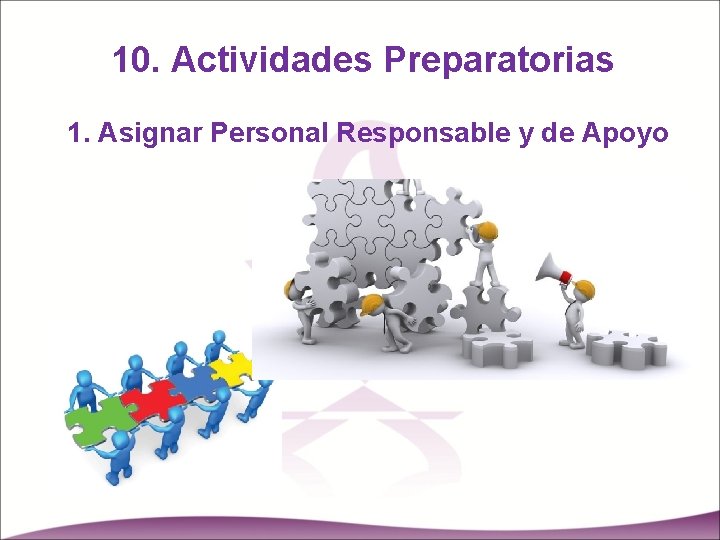 10. Actividades Preparatorias 1. Asignar Personal Responsable y de Apoyo 