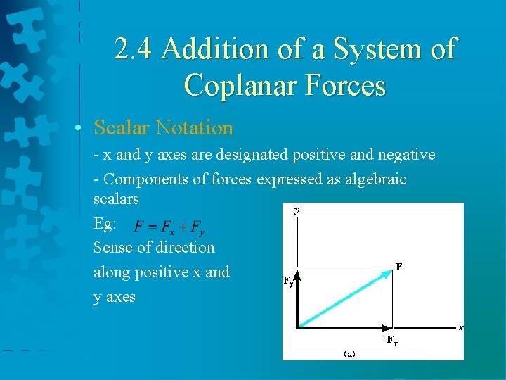 2. 4 Addition of a System of Coplanar Forces • Scalar Notation - x