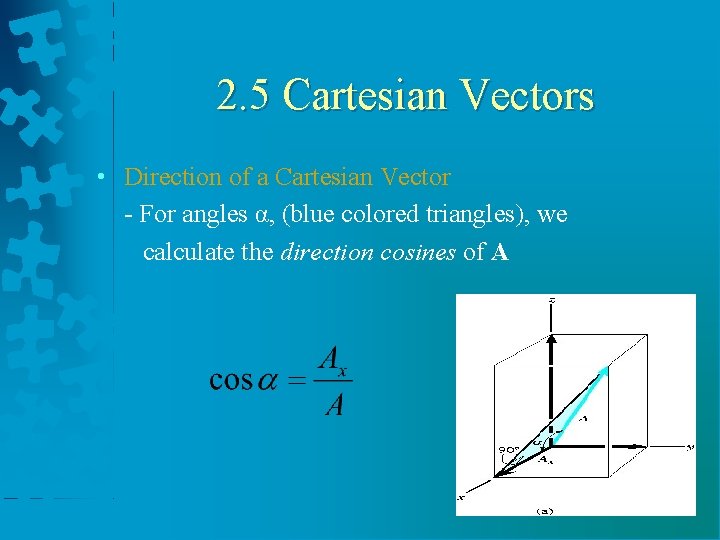 2. 5 Cartesian Vectors • Direction of a Cartesian Vector - For angles α,