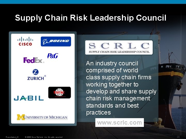 Supply Chain Risk Management John OConnor Director Supply