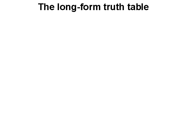 The long-form truth table 