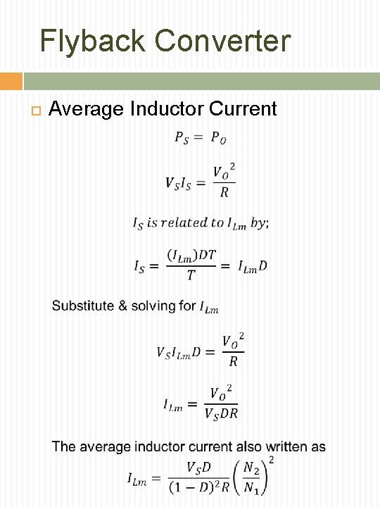 Flyback Converter Average Inductor Current 