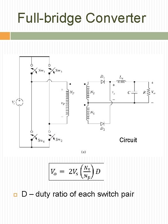 Full-bridge Converter Circuit D – duty ratio of each switch pair 