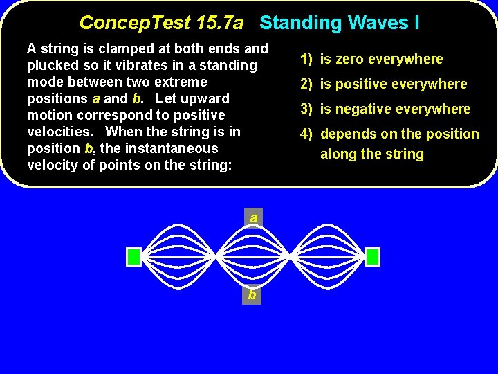 Concep. Test 15. 7 a Standing Waves I A string is clamped at both