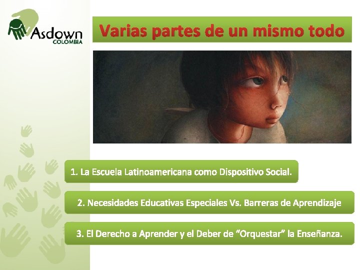 Varias partes de un mismo todo 1. La Escuela Latinoamericana como Dispositivo Social. 2.
