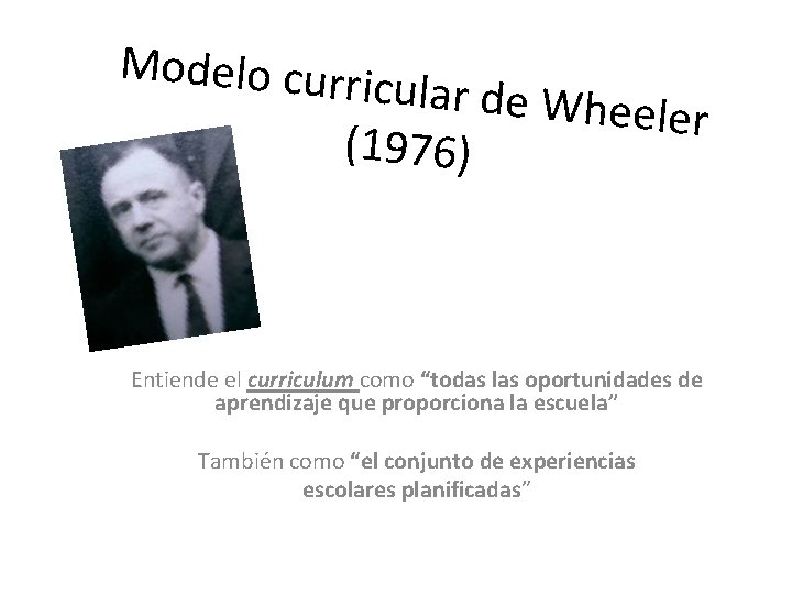 Modelo curr icular de Wh eeler (1976) Entiende el curriculum como “todas las oportunidades Modelo curr icular de Wh eeler (1976) Entiende el curriculum como “todas las oportunidades