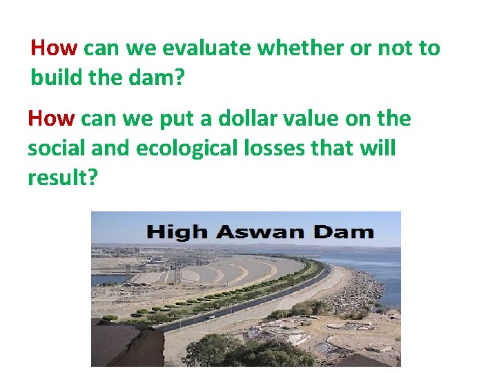 How can we evaluate whether or not to build the dam? How can we