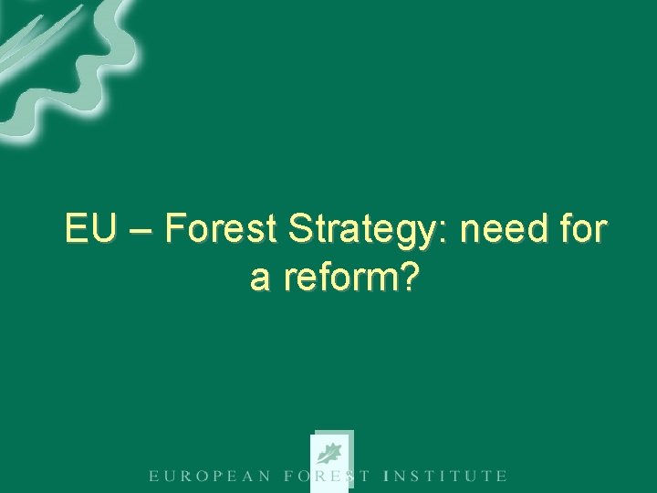 EU – Forest Strategy: need for a reform? 