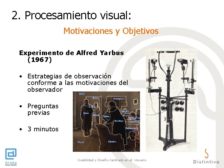 2. Procesamiento visual: Motivaciones y Objetivos Experimento de Alfred Yarbus (1967) • Estrategias de 2. Procesamiento visual: Motivaciones y Objetivos Experimento de Alfred Yarbus (1967) • Estrategias de