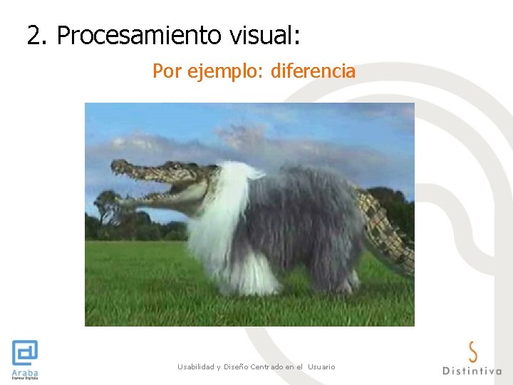 2. Procesamiento visual: Por ejemplo: diferencia Usabilidad y Diseño Centrado en el Usuario 2. Procesamiento visual: Por ejemplo: diferencia Usabilidad y Diseño Centrado en el Usuario