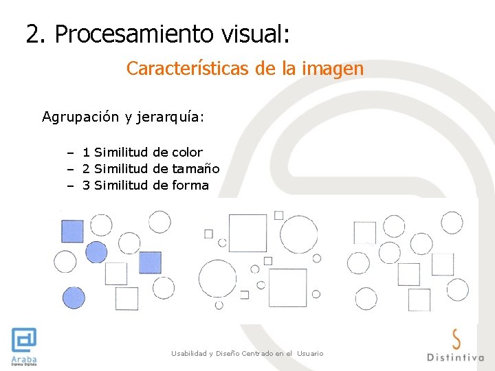 2. Procesamiento visual: Características de la imagen Agrupación y jerarquía: – 1 Similitud de 2. Procesamiento visual: Características de la imagen Agrupación y jerarquía: – 1 Similitud de