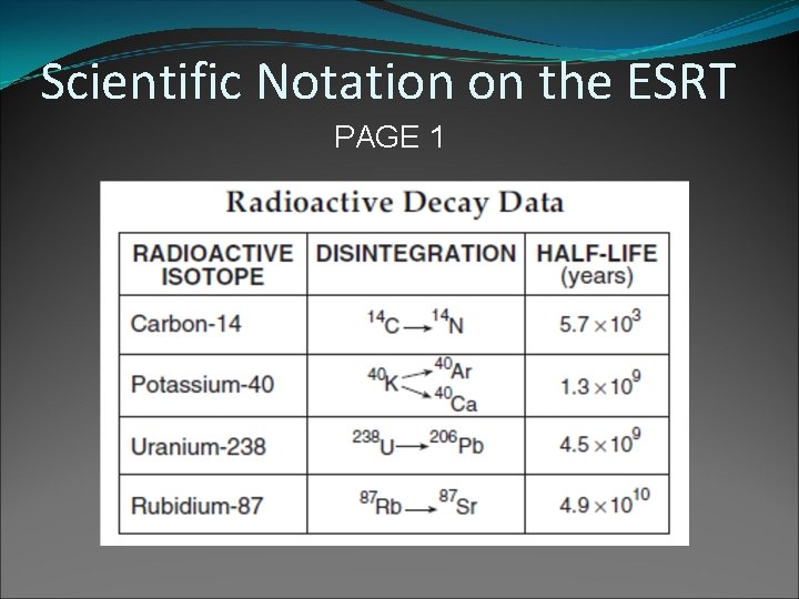 Scientific Notation on the ESRT PAGE 1 