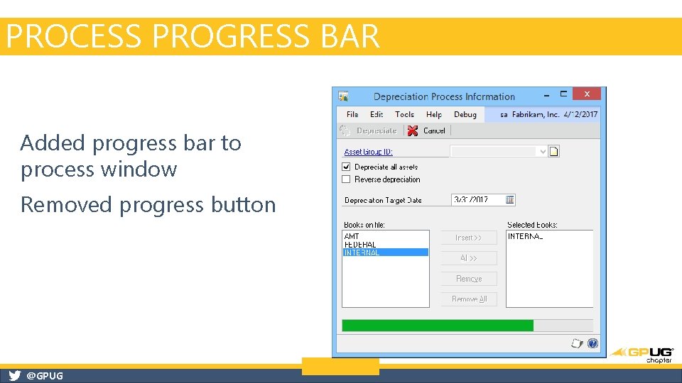PROCESS PROGRESS BAR Added progress bar to process window Removed progress button @GPUG PROCESS PROGRESS BAR Added progress bar to process window Removed progress button @GPUG