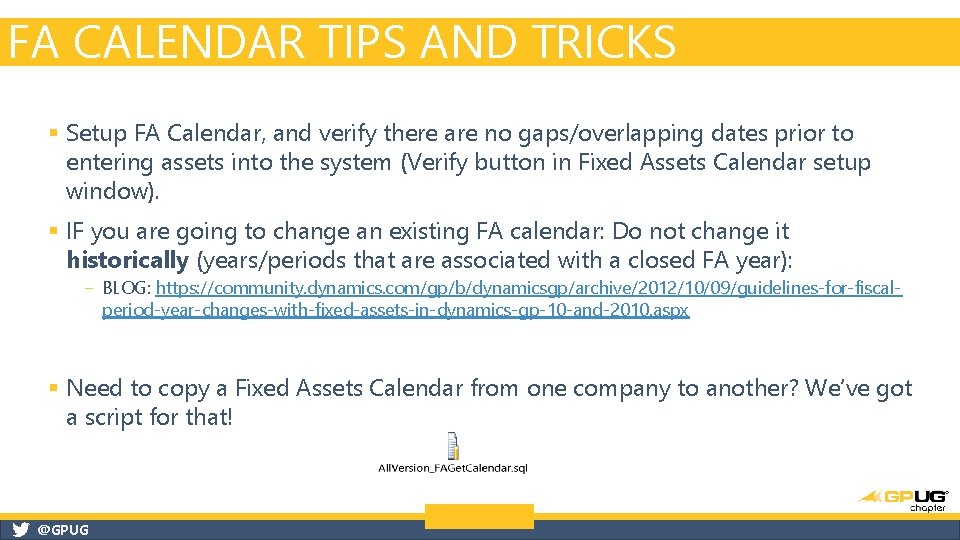 FA CALENDAR TIPS AND TRICKS § Setup FA Calendar, and verify there are no FA CALENDAR TIPS AND TRICKS § Setup FA Calendar, and verify there are no