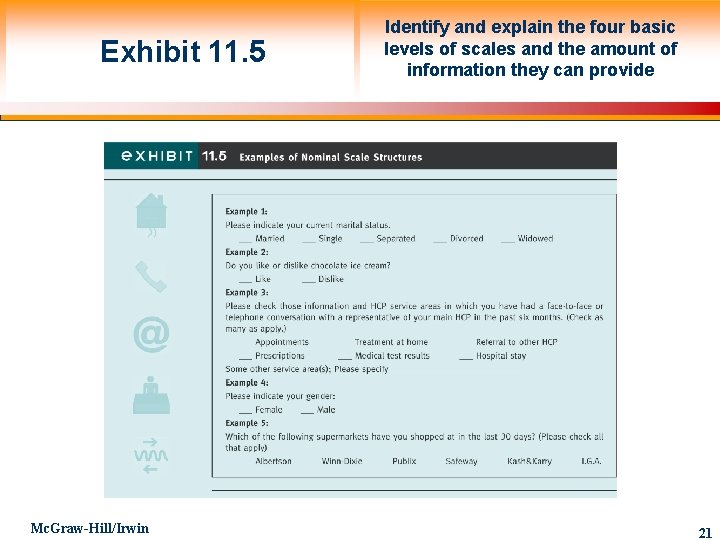 Exhibit 11. 5 Mc. Graw-Hill/Irwin Identify and explain the four basic levels of scales