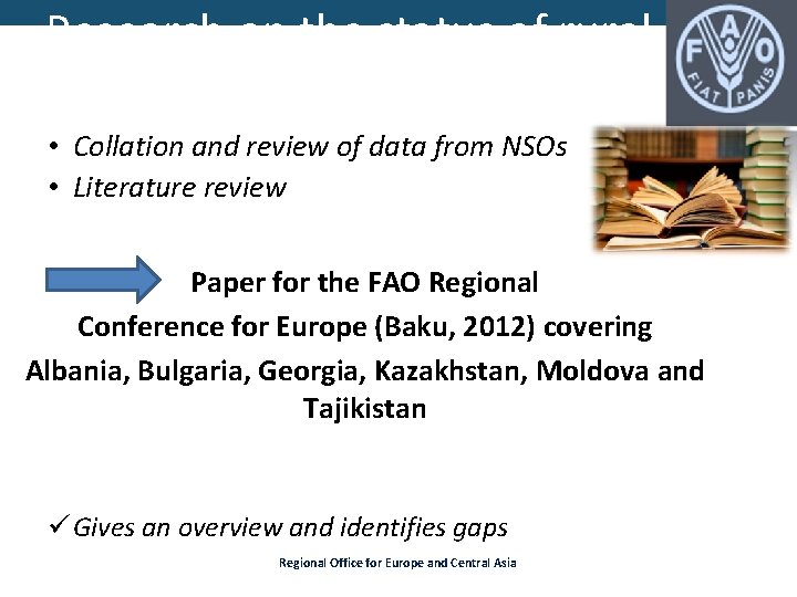 Research on the status of rural women and men • Collation and review of Research on the status of rural women and men • Collation and review of