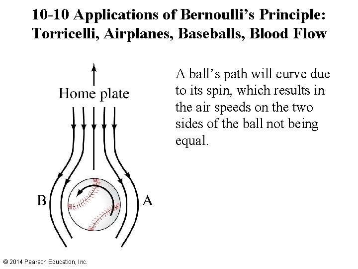 10 -10 Applications of Bernoulli’s Principle: Torricelli, Airplanes, Baseballs, Blood Flow A ball’s path 10 -10 Applications of Bernoulli’s Principle: Torricelli, Airplanes, Baseballs, Blood Flow A ball’s path