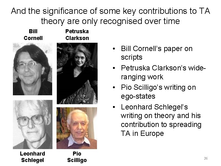 And the significance of some key contributions to TA theory are only recognised over And the significance of some key contributions to TA theory are only recognised over