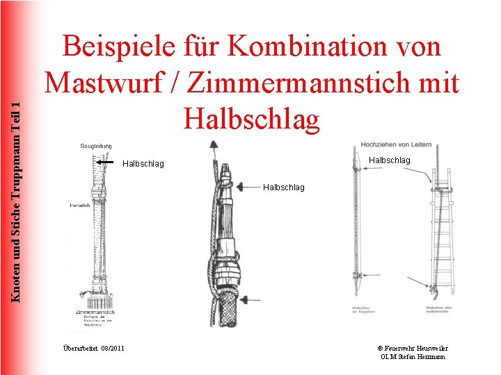 Knoten und Stiche Truppmann Teil 1 Beispiele für Kombination von Mastwurf / Zimmermannstich mit