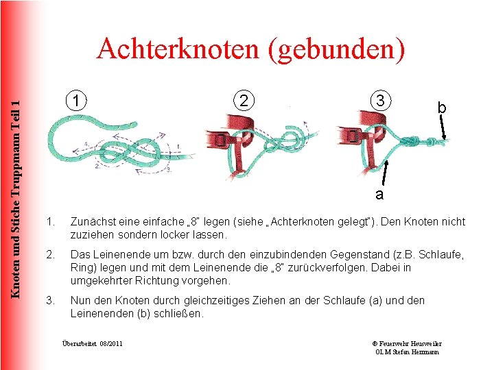 Knoten und Stiche Truppmann Teil 1 Achterknoten (gebunden) 1 2 3 b a 1.