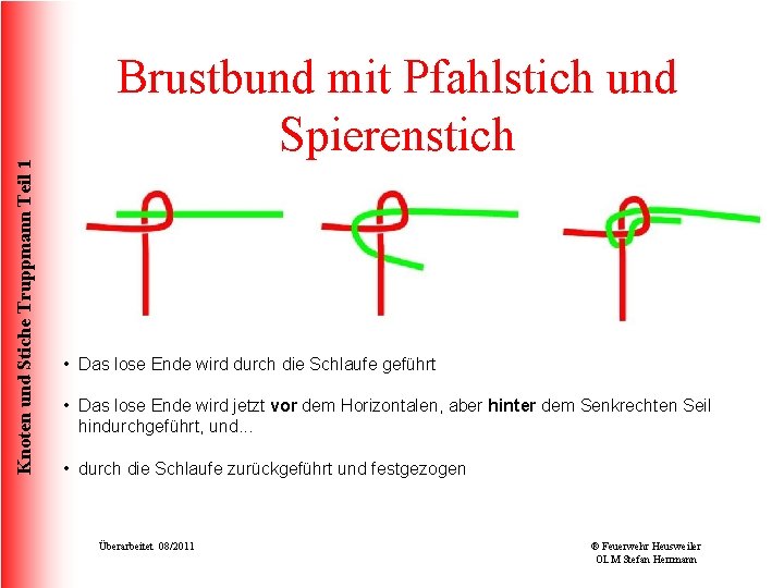 Knoten und Stiche Truppmann Teil 1 Brustbund mit Pfahlstich und Spierenstich • Das lose