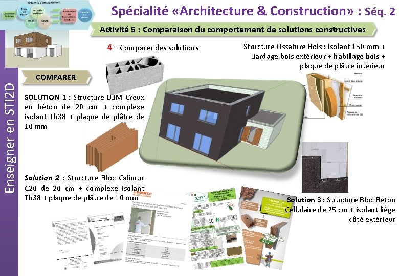  Spécialité «Architecture & Construction» : Séq. 2 Activité 5 : Comparaison du comportement