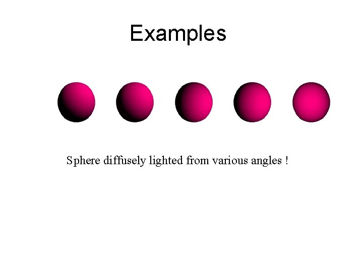 Examples Sphere diffusely lighted from various angles ! 