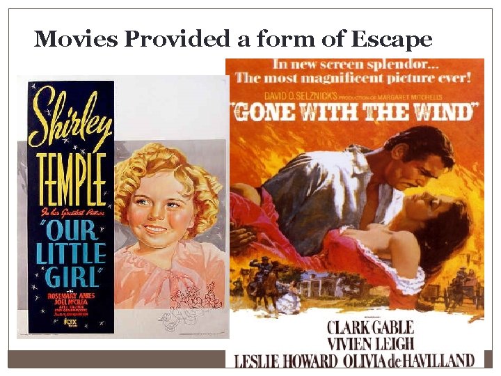 Movies Provided a form of Escape Movies Provided a form of Escape