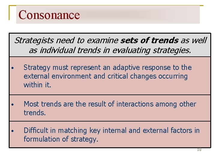 Consonance Strategists need to examine sets of trends as well as individual trends in